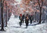 Cornel Raţiu, Lampioane în Cișmigiu, 1905, ulei pe carton