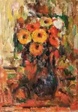Flori de primăvară by Ion Musceleanu, 1995, ulei pe carton, sold Jun 2017