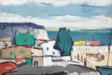 Peisaj dobrogean by Eugen Ispir, tempera și ulei pe hârtie, sold Jun 2017