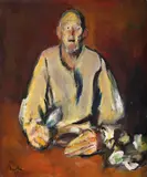 Corneliu Baba, Omul cu lingura, 1975, ulei pe carton