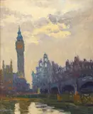 Pod peste Tamisa by Constantin Isachie Popescu, 1935, ulei pe pânză, sold Jun 2017