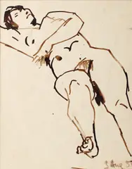 Studiu de nud by Corneliu Baba, 1954, tuş pe hârtie lipită pe carton, sold May 2017