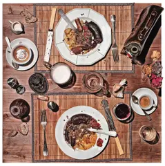 Lentil Dish by Daniel Spoerri, litografie, sold May 2017