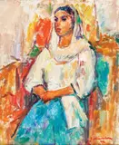 Marama albă by Ion Musceleanu, 1992, ulei pe carton, sold May 2017