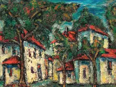 Case la Balcic by Vasile Parizescu, ulei pe carton, offered May 2017
