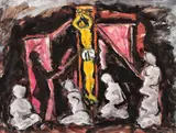 Ion Pacea, Scena răstiginirii (studiu pentru "Maestrul şi Margareta" de Bulgakov), 1980, guaşă şi acrilic pe hârtie