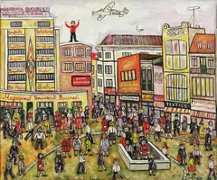 Emil Pavelescu, Lipscani de demult, 1975, ulei pe pânză
