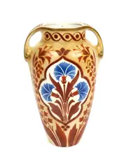 Manufactura Lunéville & Saint-Clément, Vas din faianță Lunéville, în stil Art Nouveau, cca.1900, faianță modelată în tipar, glazurată, pictată cu șablonul, aur coloidal, barbotină