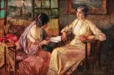 Scrisoarea de dragoste by Nicolae Vermont, 1919, ulei pe pânză, sold May 2017