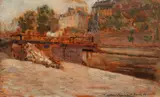 Pod peste Sena by Nicolae Vermont, 1925, ulei pe lemn, sold May 2017