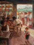 Sărbătoare by Nicolae Vermont, 1926, ulei pe pânză, sold May 2017