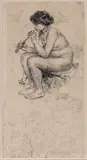 Nicolae Vermont, Nimfă cântând la fluier, 1911, acvaforte