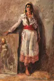 Model în atelier by Nicolae Vermont, 1928, ulei pe carton, sold May 2017