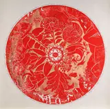 Mircea Nechita, Roza gândurilor I, 2004, linogravură și schlagmetal