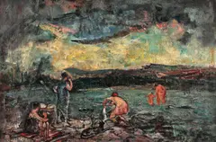 La scăldat by Gheorghe Petrașcu, 1931, ulei pe pânză, sold May 2017