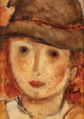 Copil din Făgăraș by Nicolae Tonitza, cca. 1925, ulei pe carton, sold May 2017