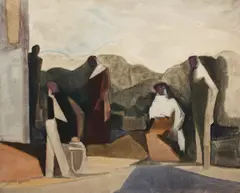 Conversație neîntreruptă by Paul Ackerman, ulei pe pânză, sold May 2017