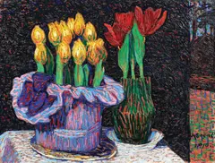 Lalele by Arthur Segal, 1910, ulei pe carton, sold Mar 2017