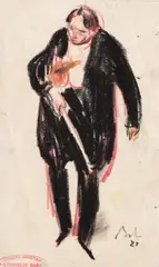 George Enescu by Corneliu Baba, 1980, cerapastel și creioane colorate pe hârtie lipită pe carton, sold Mar 2017