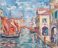 Veneția by Nicolae Dărăscu, 1926-1927, ulei pe carton, sold Mar 2017