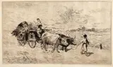 De la strânsul fânului by Theodor Aman, acvaforte şi gravură cu acul, sold Mar 2017