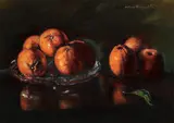 Natură statică cu portocale by Octav Băncilă, ulei pe pânză, sold Mar 2017