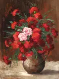 Garofițe by Eugenia Filotti Atanasiu, ulei pe carton, sold Mar 2017