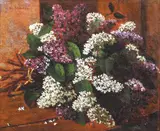 Flori de liliac by Octav Băncilă, ulei pe pânză, sold Mar 2017