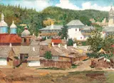 Vedere din Agapia by Ludovic Bassarab, ulei pe pânză, sold Mar 2017