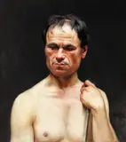 Ion Bărbulescu Aluta, Model în atelier, ulei pe pânză