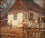 La țară by Rudolf Schweitzer–Cumpăna, 1927, ulei pe carton, offered Mar 2017