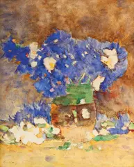 Ștefan Luchian, Albăstrele, 1908-1910, acuarelă pe hârtie lipită pe carton