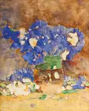 Ștefan Luchian, Albăstrele, 1908-1910, acuarelă pe hârtie lipită pe carton