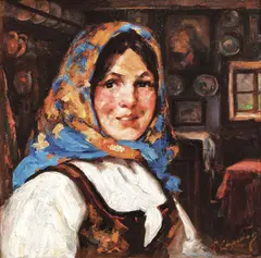 Ţărăncuţă by Pericle Capidan, ulei pe carton, sold Mar 2017