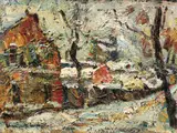 Iarnă by Rudolf Schweitzer–Cumpăna, ulei pe carton, sold Mar 2017