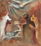 Cain şi Abel by Margareta Sterian, 1979, ulei pe placaj, offered Mar 2017
