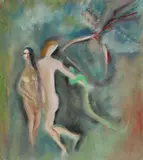 Izgonirea din Rai by Margareta Sterian, ulei pe placaj, sold Mar 2017