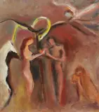 Adam şi Eva by Margareta Sterian, 1966, ulei pe placaj, offered Mar 2017