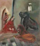 Sfatul Reginei Vashti by Margareta Sterian, 1979, ulei pe placaj, offered Mar 2017