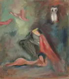 Regele David cântând la harpă by Margareta Sterian, 1978, ulei pe placaj, offered Mar 2017