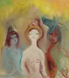 Cele trei graţii by Margareta Sterian, ulei pe placaj, offered Mar 2017