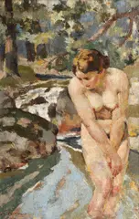 La scăldat by Nicolae Enea, 1945, ulei pe pânză, sold Mar 2017