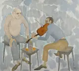 Dedicație by Constantin Piliuță, 1998, ulei pe PFL, offered Mar 2017