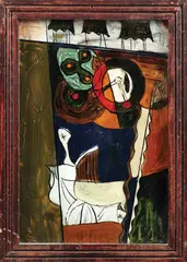 Noapte by Mihai Olos, ulei pe sticlă, sold Mar 2017