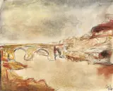 Corneliu Baba, Toledo, 1974, pastel şi pix pe hârtie lipită pe carton