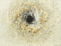 Iris by Paul Neagu, 1987, acuarelă pe hârtie lipită pe carton, sold Mar 2017