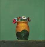 Ulcică pe fond verde by Ștefan Câlția, 2015, ulei pe pânză, sold Mar 2017