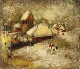 Peisaj de iarnă by Gheorghe Vrăneanțu, 1977, ulei pe pânză, offered Mar 2017