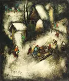 Pregătiri de Sf. Ion by Gheorghe Vrăneanțu, 1977, ulei pe pânză, sold Mar 2017