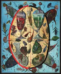 Oul dogmatic by Ștefan Pelmuș, 1997, ulei pe pânză, sold Mar 2017